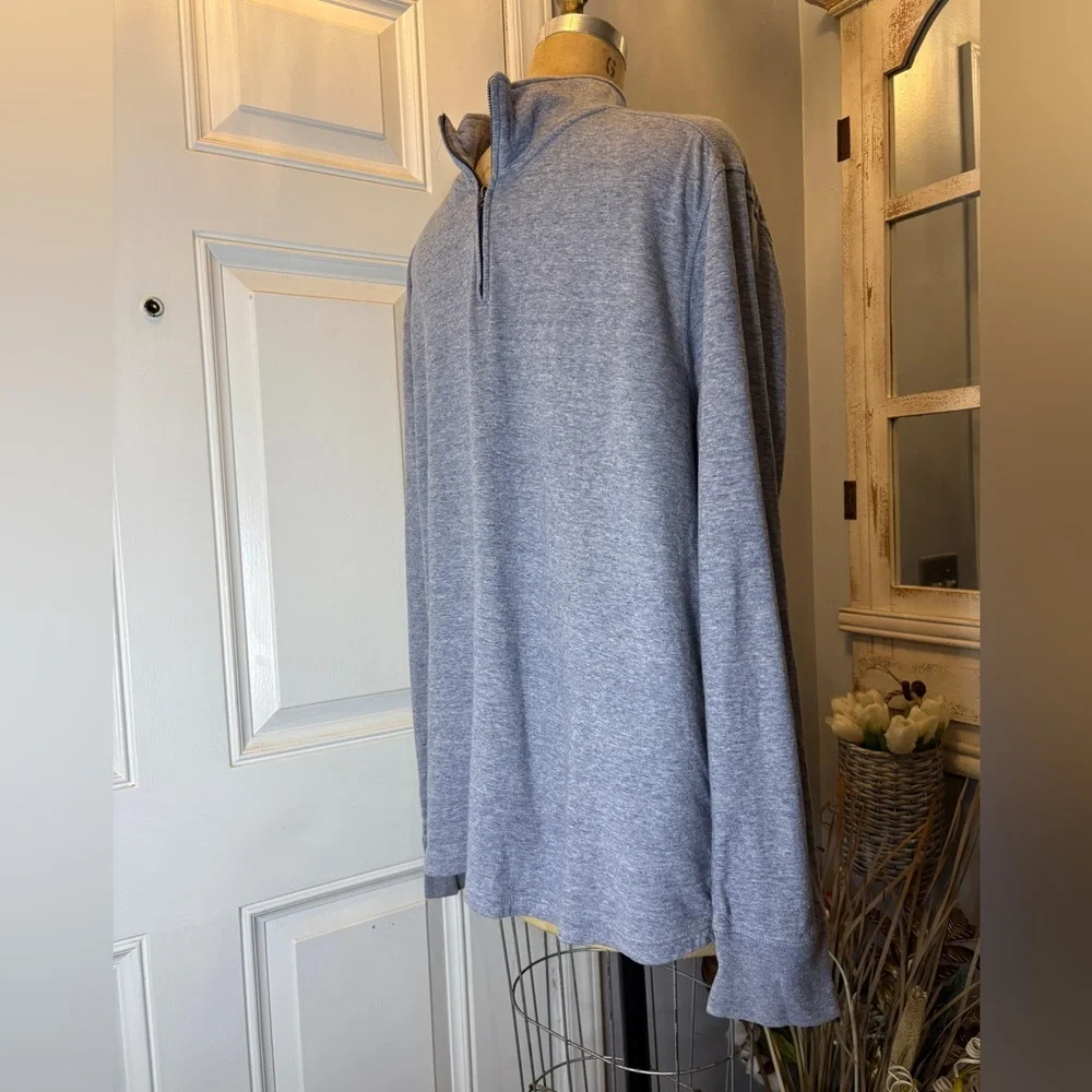 J. Crew Knit Goods Men's Heathered Long Sleeve Blue 1/4 Zip‎ Sweater Athleisure